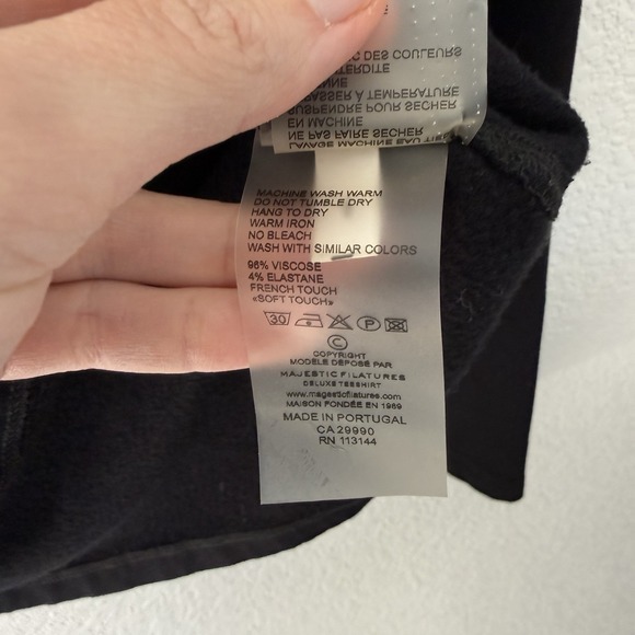 Majestic Filatures Deluxe Fleece Hoodie Size 1 Black French Soft Touch Cozy - Picture 4 of 5